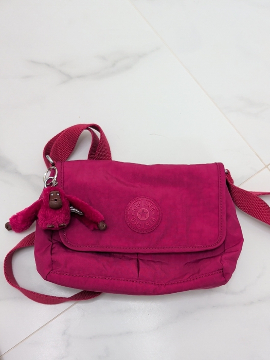 Kipling Handbags - Kipling Bright Fuchsia Crossbody Bag with Monkey Key Charm